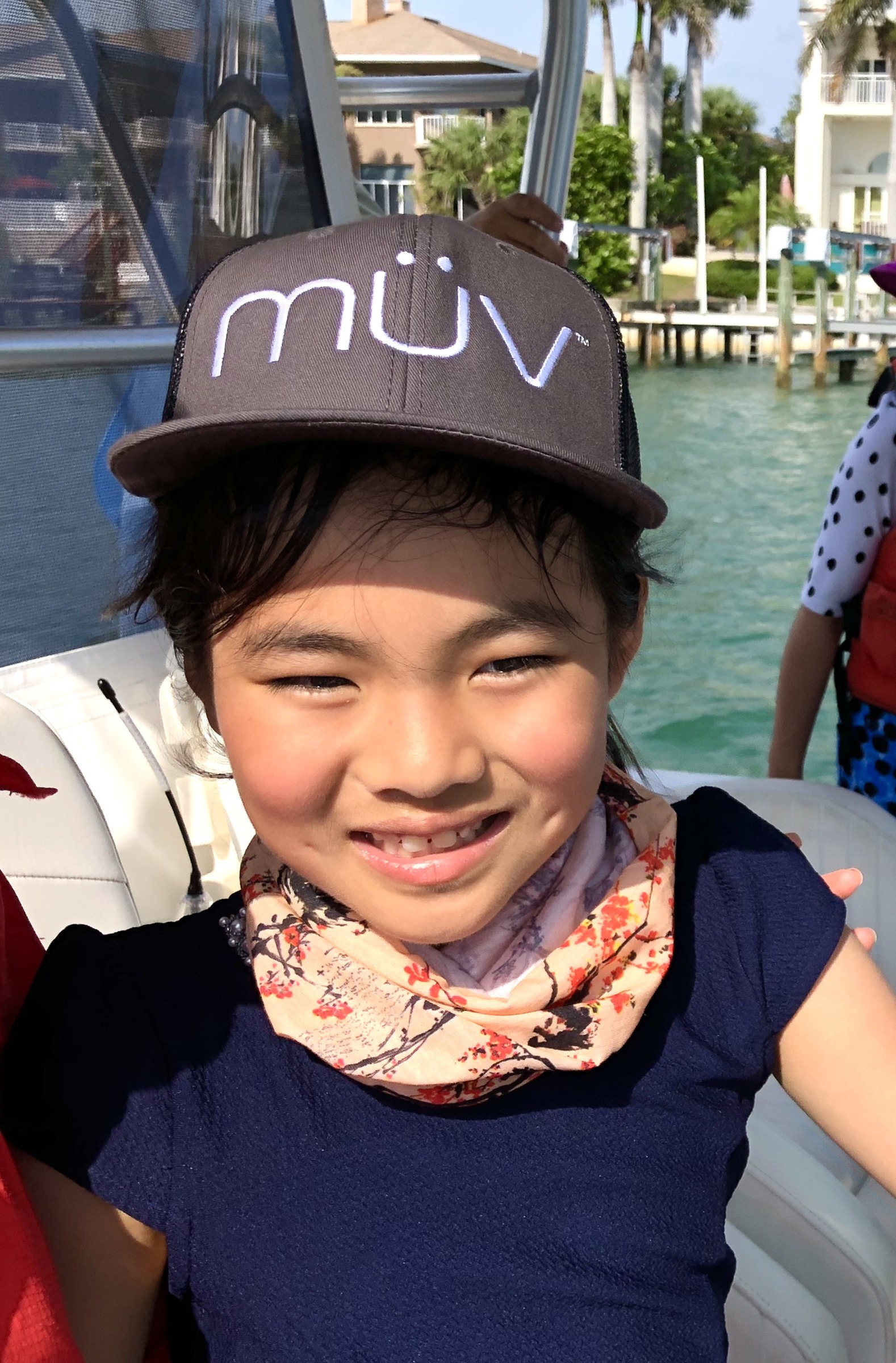 A young angler at the marina