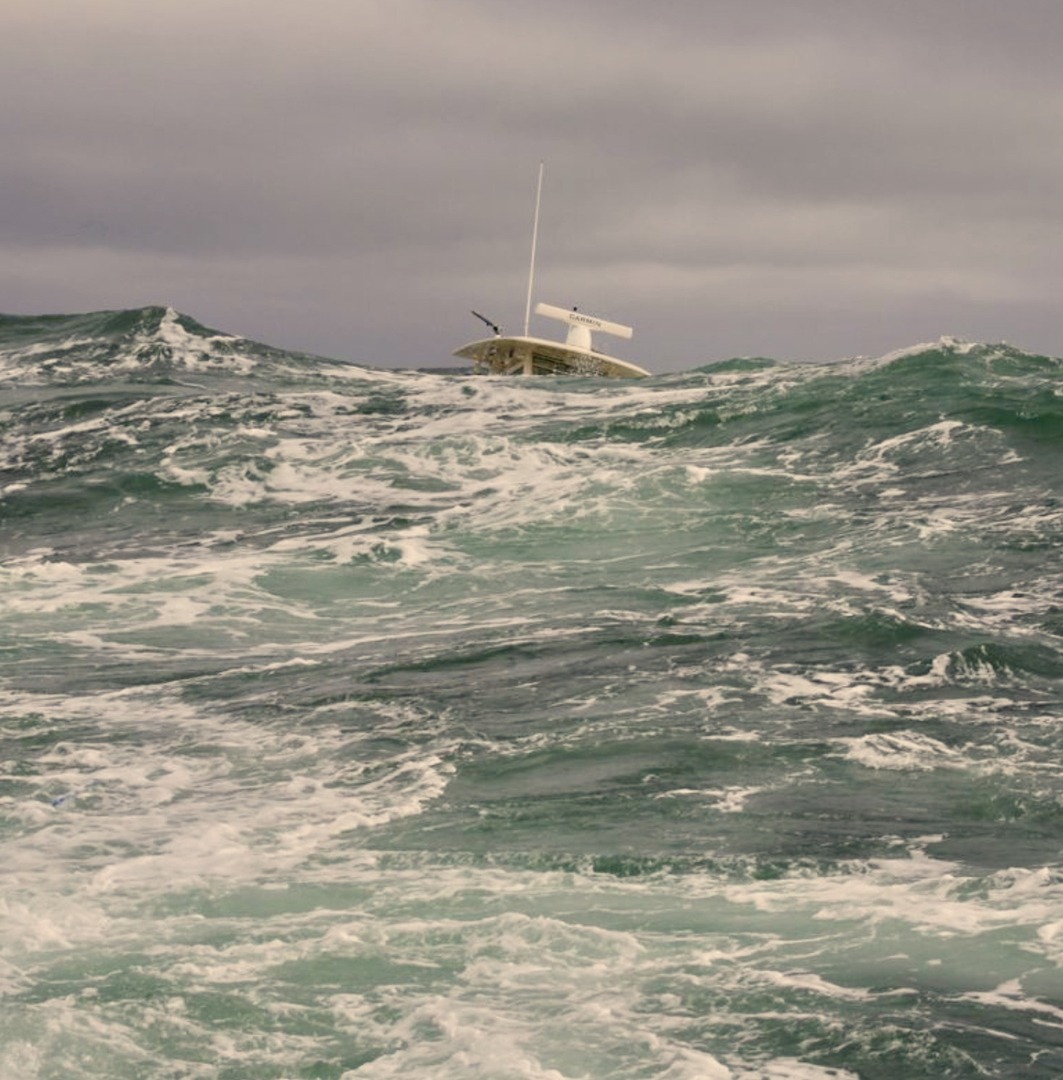 A sailboat in choppy water